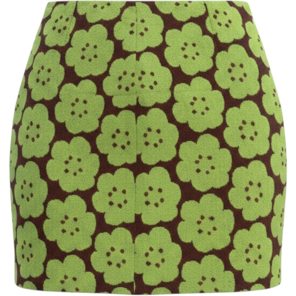 Boden Green Brown Floral Wool Blend Mini Skirt Retro A-Line Size US 12L